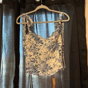 REFORMATION Floral Blue and White Women's Top